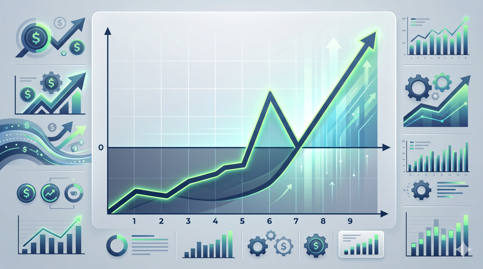 A professional infographic showing a steep 8-month revenue growth curve for a QSR franchise.