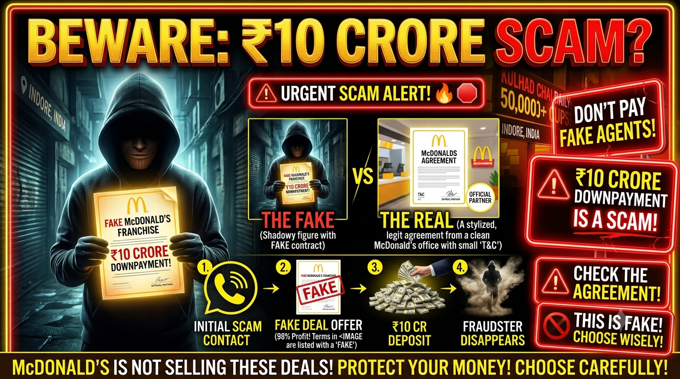 Infographic warning against fake McDonald's franchise agents in India