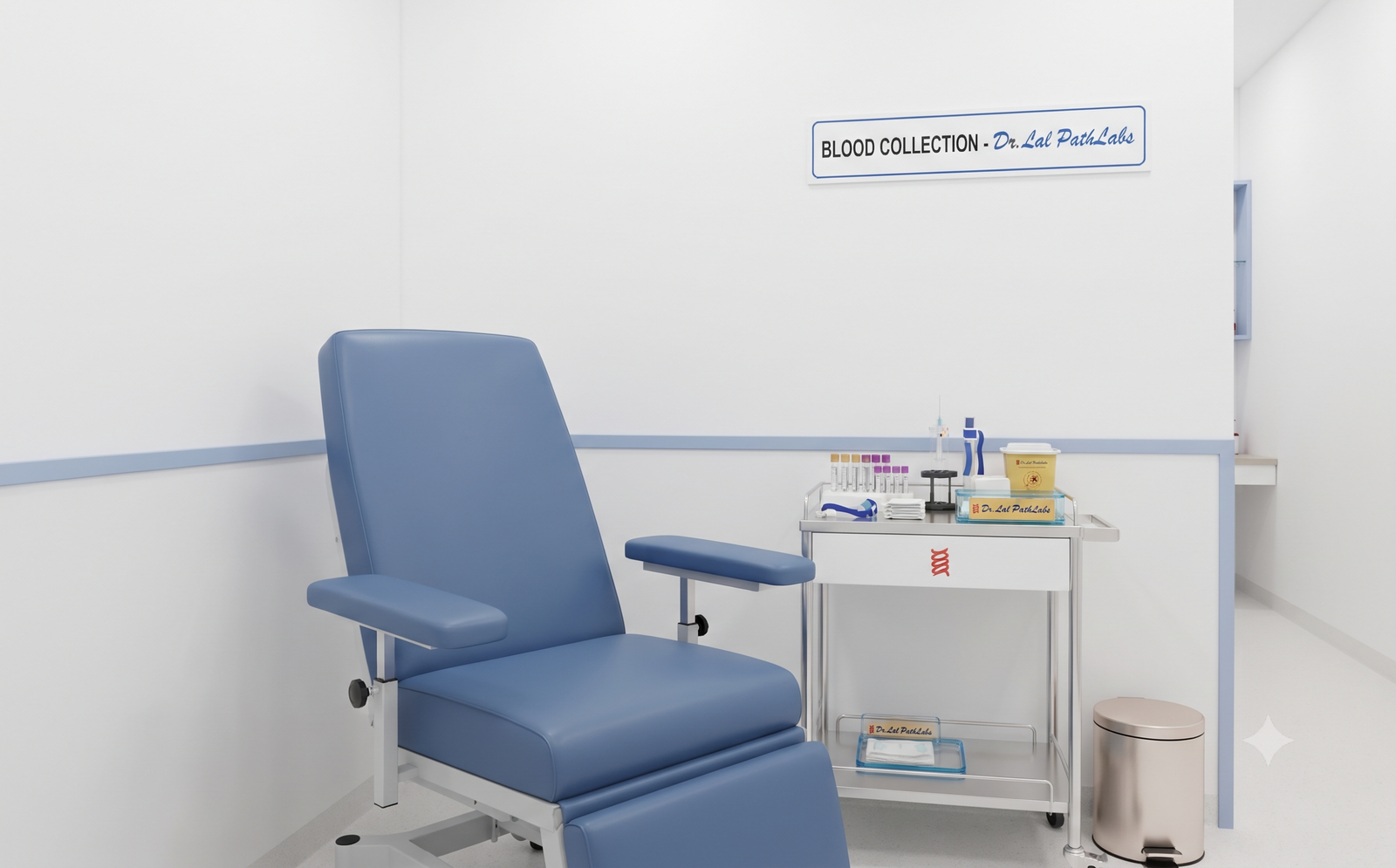 Clean and professional interior of a Dr. Lal PathLabs collection center